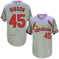 Mens Majestic St Louis Cardinals 45 Bob Gibson Grey Flexbase Authentic Collection Cooperstown MLB Jersey