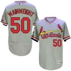 Mens Majestic St Louis Cardinals 50 Adam Wainwright Grey Flexbase Authentic Collection Cooperstown MLB Jersey