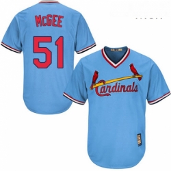 Mens Majestic St Louis Cardinals 51 Willie McGee Replica Light Blue Cooperstown MLB Jersey