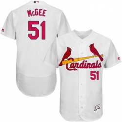 Mens Majestic St Louis Cardinals 51 Willie McGee White Home Flex Base Authentic Collection MLB Jersey