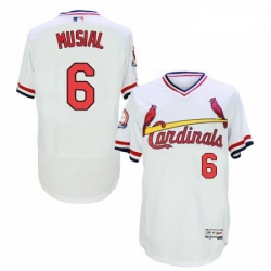 Mens Majestic St Louis Cardinals 6 Stan Musial White Flexbase Authentic Collection Cooperstown MLB Jersey