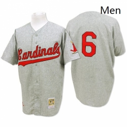 Mens Mitchell and Ness 1956 St Louis Cardinals 6 Stan Musial Authentic Grey Throwback MLB Jersey