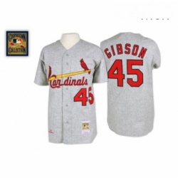 Mens Mitchell and Ness 1967 St Louis Cardinals 45 Bob Gibson Authentic Grey Throwback MLB Jersey