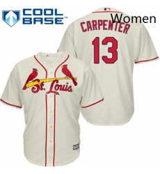 Womens Majestic St Louis Cardinals 13 Matt Carpenter Authentic Cream Alternate MLB Jersey