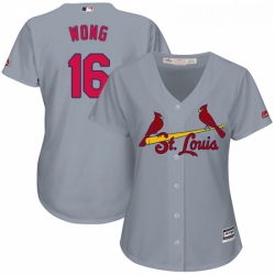 Womens Majestic St Louis Cardinals 16 Kolten Wong Authentic Grey Road Cool Base MLB Jersey