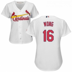 Womens Majestic St Louis Cardinals 16 Kolten Wong Replica White Home Cool Base MLB Jersey