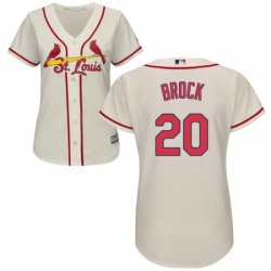 Womens Majestic St Louis Cardinals 20 Lou Brock Authentic Cream Alternate Cool Base MLB Jersey