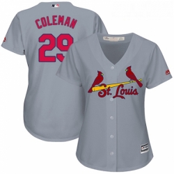 Womens Majestic St Louis Cardinals 29 Vince Coleman Replica Grey Road Cool Base MLB Jersey