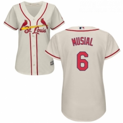 Womens Majestic St Louis Cardinals 6 Stan Musial Replica Cream Alternate Cool Base MLB Jersey