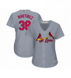 Womens St Louis Cardinals 38 Jose Martinez Replica Grey Road Cool Base Baseball Jersey 