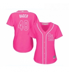 Womens St Louis Cardinals 48 Harrison Bader Replica Pink Fashion Cool Base Baseball Jersey 