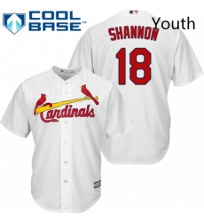 Youth Majestic St Louis Cardinals 18 Mike Shannon Replica White Home Cool Base MLB Jersey