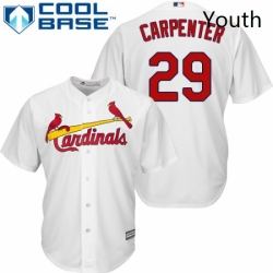 Youth Majestic St Louis Cardinals 29 Chris Carpenter Authentic White Home Cool Base MLB Jersey