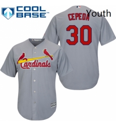 Youth Majestic St Louis Cardinals 30 Orlando Cepeda Authentic Grey Road Cool Base MLB Jersey