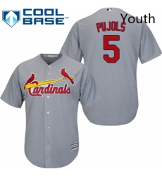 Youth Majestic St Louis Cardinals 5 Albert Pujols Authentic Grey Road Cool Base MLB Jersey