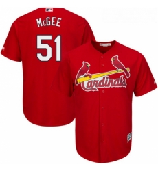 Youth Majestic St Louis Cardinals 51 Willie McGee Replica Red Alternate Cool Base MLB Jersey