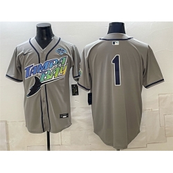 Men Tampa Bay Rays  1 Gray 2026 AL East Champions Patch Vapor Limited Stitched Baseball Jersey