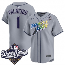 Men Tampa Bay Rays  1 Richie Palacios Grey 2026 World Series Limited Stitched Baseball Jersey