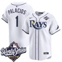 Men Tampa Bay Rays  1 Richie Palacios White 2026 World Series Home Limited Stitched Baseball Jersey