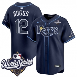 Men Tampa Bay Rays  12 Wade Boggs Navy 2026 World Series Limited Stitched Baseball Jersey