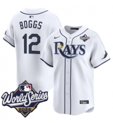 Men Tampa Bay Rays  12 Wade Boggs White 2026 World Series Home Limited Stitched Baseball Jersey