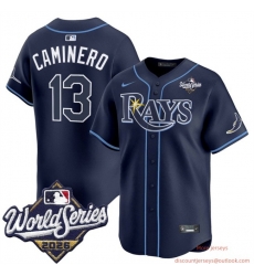 Men Tampa Bay Rays 13 Junior Caminero Navy 2026 World Series Limited Stitched Baseball Jersey Men Tampa Bay Rays 13 Junior Caminero Navy 2026 World Series Limited Stitched Baseball Jersey