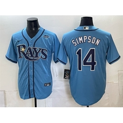 Men Tampa Bay Rays  14 Chandler Simpson Blue 2026 AL East Champions Patch Vapor Limited Stitched Baseball Jersey