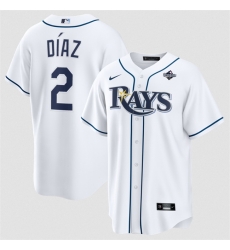 Men Tampa Bay Rays  2 Yandy Diaz White 2026 World Series Home Cool Base Stitched Baseball Jersey
