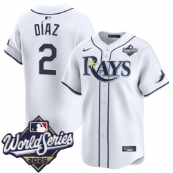 Men Tampa Bay Rays  2 Yandy Diaz White 2026 World Series Home Limited Stitched Baseball Jersey