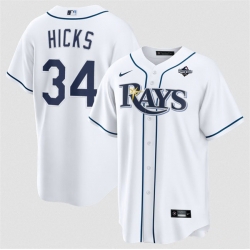 Men Tampa Bay Rays  34 Liam Hicks White 2026 World Series Home Cool Base Stitched Baseball Jersey