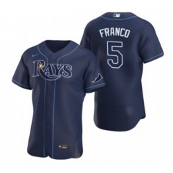 Men Tampa Bay Rays 5 Wander Franco Navy Flex Base Stitched Jersey