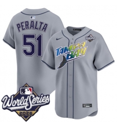 Men Tampa Bay Rays 51 Freddy Peralta Grey 2026 World Series Limited Stitched Baseball Jersey Men Tampa Bay Rays 51 Freddy Peralta Grey 2026 World Series Limited Stitched Baseball Jersey