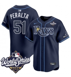 Men Tampa Bay Rays 51 Freddy Peralta Navy 2026 World Series Limited Stitched Baseball Jersey Men Tampa Bay Rays 51 Freddy Peralta Navy 2026 World Series Limited Stitched Baseball Jersey