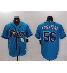 Men Tampa Bay Rays 56 Randy Arozarena Blue Cool Base Stitched Baseball Jersey 1