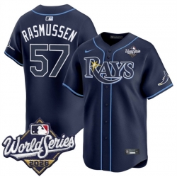 Men Tampa Bay Rays  57 Drew Rasmussen Navy 2026 World Series Limited Stitched Baseball Jersey