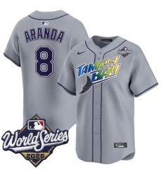 Men Tampa Bay Rays  8 Jonathan Aranda Grey 2026 World Series Limited Stitched Baseball Jersey