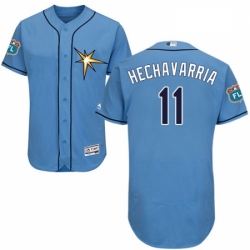 Mens Majestic Tampa Bay Rays 11 Adeiny Hechavarria Light Blue Flexbase Authentic Collection MLB Jersey