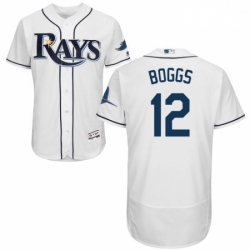 Mens Majestic Tampa Bay Rays 12 Wade Boggs Home White Flexbase Authentic Collection MLB Jersey