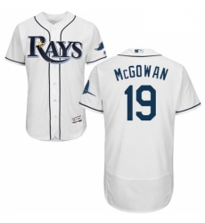 Mens Majestic Tampa Bay Rays 19 Dustin McGowan White Home Flex Base Authentic Collection MLB Jersey