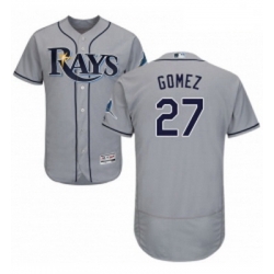 Mens Majestic Tampa Bay Rays 27 Carlos Gomez Grey Road Flex Base Authentic Collection MLB Jersey