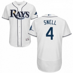 Mens Majestic Tampa Bay Rays 4 Blake Snell Home White Home Flex Base Authentic Collection MLB Jersey