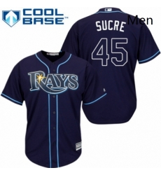 Mens Majestic Tampa Bay Rays 45 Jesus Sucre Replica Navy Blue Alternate Cool Base MLB Jersey 