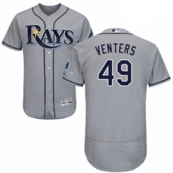 Mens Majestic Tampa Bay Rays 49 Jonny Venters Grey Road Flex Base Authentic Collection MLB Jersey