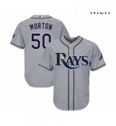 Mens Tampa Bay Rays 50 Charlie Morton Replica Grey Road Cool Base Baseball Jersey 