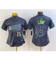 Women Tampa Bay Rays 15 Josh Lowe Charcoal 2024 City Connect Limited Stitched Baseball Jersey 1