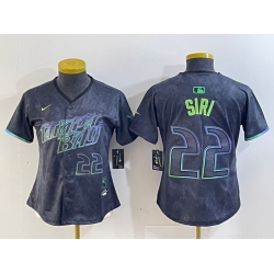 Women Tampa Bay Rays 22 Jose Siri Charcoal 2024 City Connect Limited Stitched Baseball Jersey  3