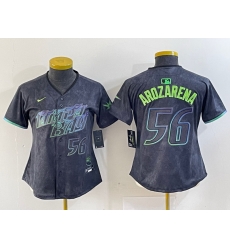 Women Tampa Bay Rays 56 Randy Arozarena Charcoal 2024 City Connect Limited Stitched Baseball Jersey 3