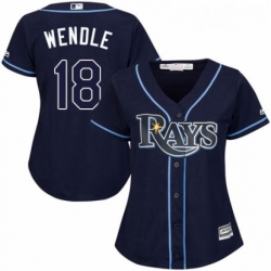 Womens Majestic Tampa Bay Rays 18 Joey Wendle Replica Navy Blue Alternate Cool Base MLB Jersey 