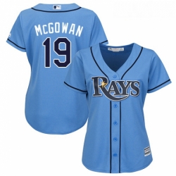 Womens Majestic Tampa Bay Rays 19 Dustin McGowan Replica Light Blue Alternate 2 Cool Base MLB Jersey 