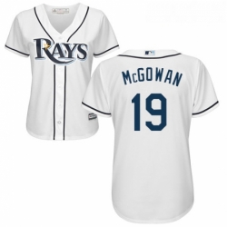 Womens Majestic Tampa Bay Rays 19 Dustin McGowan Replica White Home Cool Base MLB Jersey 